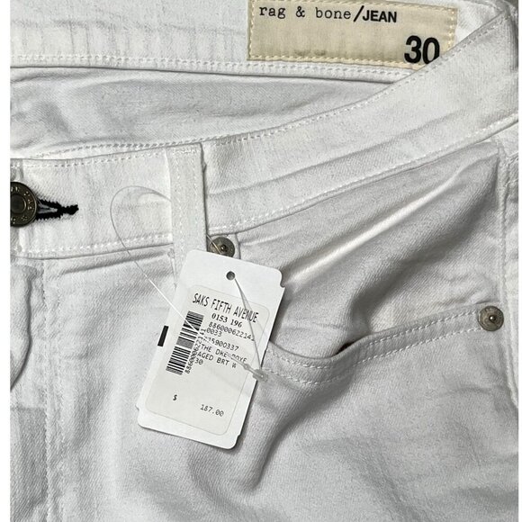 NWT Rag & Bone The Dre Boyfriend Skinny Jeans in Aged Bright White SZ 30 - Picture 7 of 10